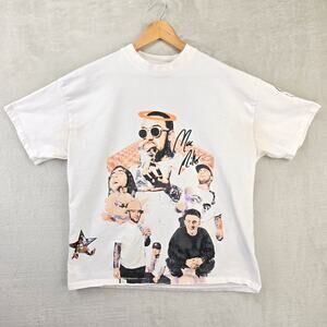 Sergio Calabasas Mac Miller Shirt Mens Medium White Memory Short Sleeve *FLAWS*